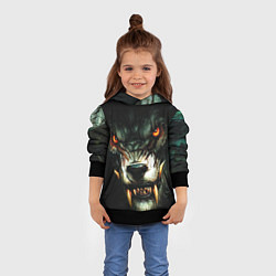 Толстовка-худи детская Злой волк с длинными клыками, цвет: 3D-черный — фото 2
