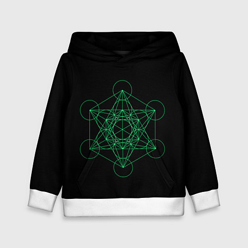 Детская толстовка Куб Метатрона на чёрном фоне / 3D-Белый – фото 1