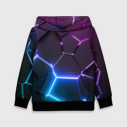 Толстовка-худи детская Фиолетовый градиент - неоновые геометрические плит, цвет: 3D-черный