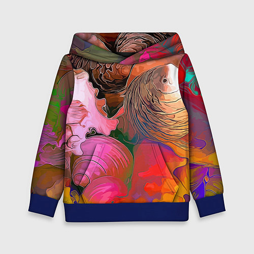 Детская толстовка Стилизованная композиция из океанских ракушек / 3D-Синий – фото 1