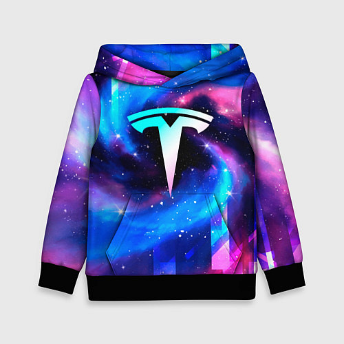 Детская толстовка Tesla неоновый космос / 3D-Черный – фото 1