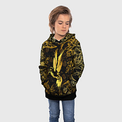 Толстовка-худи детская Золотая колибри, цвет: 3D-черный — фото 2