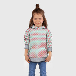 Толстовка-худи детская Сердечки - абстракция минимализм, цвет: 3D-меланж — фото 2