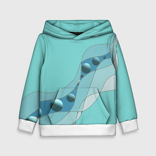 Детская толстовка Голубая геометрическая абстракция Круги и сферы Го / 3D-Белый – фото 1