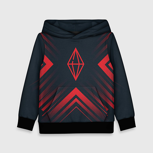 Детская толстовка Красный символ The Sims на темном фоне со стрелкам / 3D-Черный – фото 1