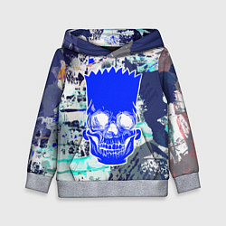 Толстовка-худи детская Синий череп Барта Симпсона, цвет: 3D-меланж