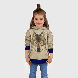 Толстовка-худи детская Полигональная голова волка, цвет: 3D-синий — фото 2