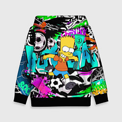 Толстовка-худи детская Барт Симпсон - центр-форвард на фоне граффити, цвет: 3D-черный