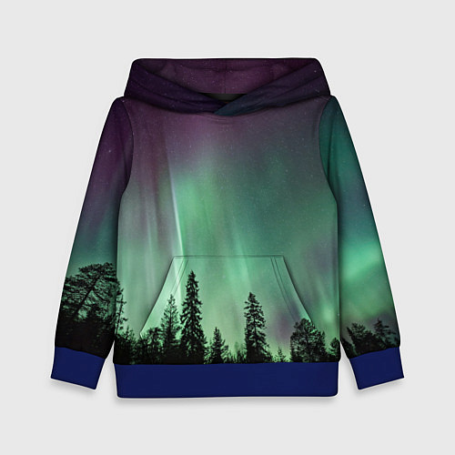 Детская толстовка Сияние над лесом / 3D-Синий – фото 1