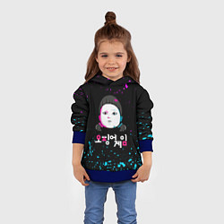 Толстовка-худи детская Squid game - кукла neon, цвет: 3D-синий — фото 2