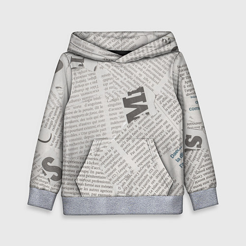 Детская толстовка Белая газета / 3D-Меланж – фото 1