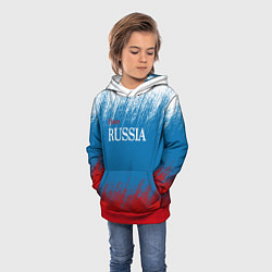 Толстовка-худи детская Российский триколор - Я люблю Россию, цвет: 3D-красный — фото 2