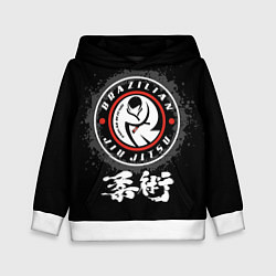 Толстовка-худи детская Brazilian fight club Jiu-jitsu fighter, цвет: 3D-белый
