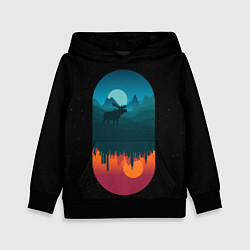 Толстовка-худи детская Капсульный мир - природа vs города, цвет: 3D-черный