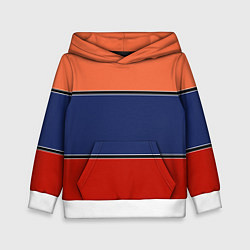 Толстовка-худи детская Combined pattern striped orange red blue, цвет: 3D-белый