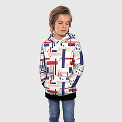 Толстовка-худи детская Геометрический узор Орион красно-синий на белом, цвет: 3D-черный — фото 2