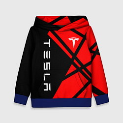 Толстовка-худи детская Тесла - Красная абстракция, цвет: 3D-синий