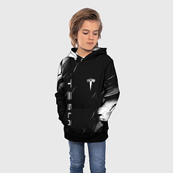 Толстовка-худи детская Тесла - Черная абстракция, цвет: 3D-черный — фото 2