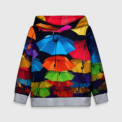 Детская толстовка Разноцветные зонтики - композиция / 3D-Меланж – фото 1