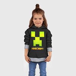 Толстовка-худи детская Minecraft: neon logo, цвет: 3D-меланж — фото 2