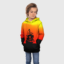 Толстовка-худи детская Пиратский корабль на закате, цвет: 3D-черный — фото 2