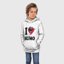 Толстовка-худи детская I love sumo fighter, цвет: 3D-белый — фото 2