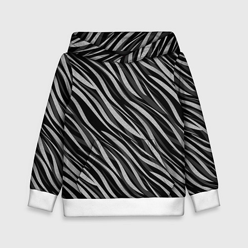 Детская толстовка Полосатый черно-серый узор Зебра / 3D-Белый – фото 1