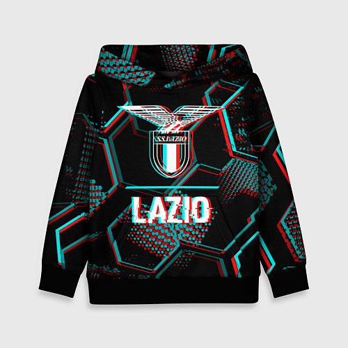 Детская толстовка Lazio FC в стиле glitch на темном фоне / 3D-Черный – фото 1