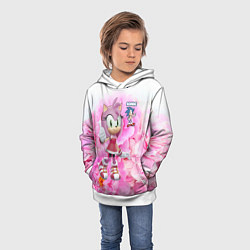 Толстовка-худи детская Sonic - Amy Rose - Video game, цвет: 3D-белый — фото 2