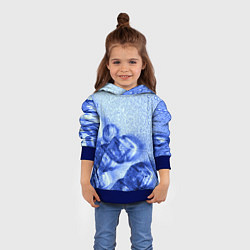 Толстовка-худи детская Кубики льда и капли воды, цвет: 3D-синий — фото 2