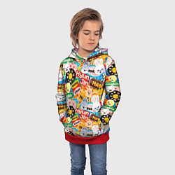 Толстовка-худи детская Skzoo stickers characters, цвет: 3D-красный — фото 2