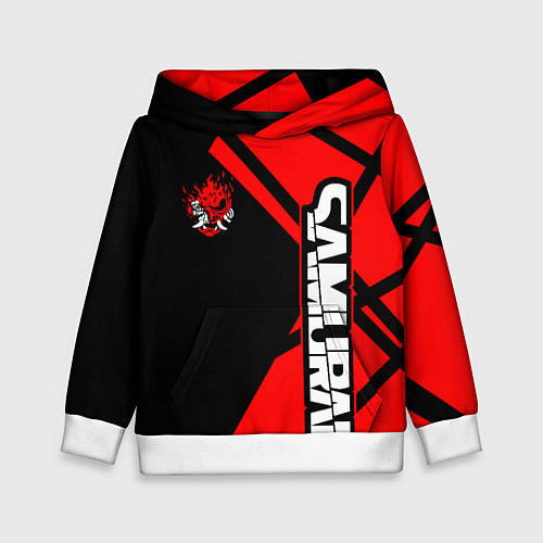 Детская толстовка Cyberpunk 2077 - Надпись Samurai / 3D-Белый – фото 1