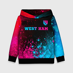 Толстовка-худи детская West Ham - neon gradient: символ сверху, цвет: 3D-черный