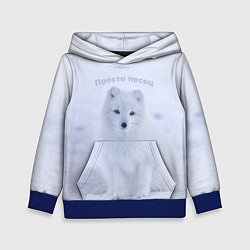 Толстовка-худи детская Просто песец на снегу, цвет: 3D-синий