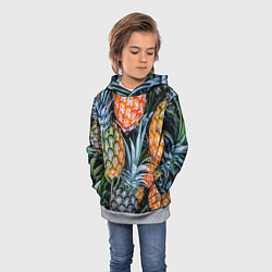 Толстовка-худи детская Фон из ананасов, цвет: 3D-меланж — фото 2