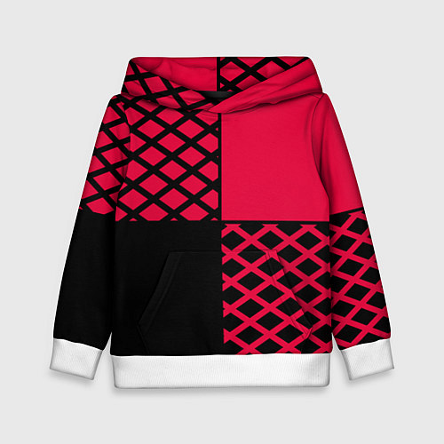 Детская толстовка Черно-красный геометрический узор / 3D-Белый – фото 1