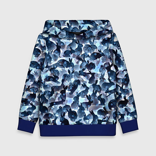 Детская толстовка Новогдние кролики / 3D-Синий – фото 1