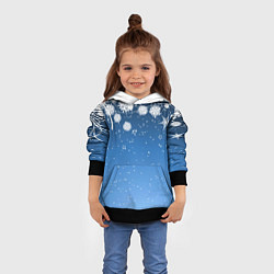 Толстовка-худи детская Снежный узор на синем фоне, цвет: 3D-черный — фото 2