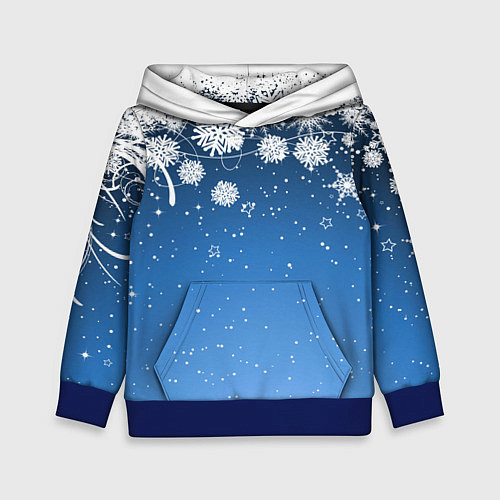 Детская толстовка Снежный узор на синем фоне / 3D-Синий – фото 1