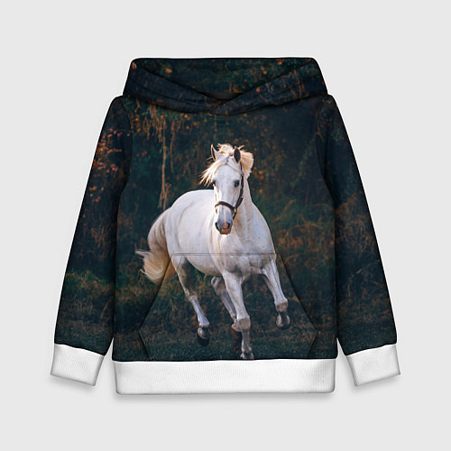 Детская толстовка Скачущая белая лошадь / 3D-Белый – фото 1