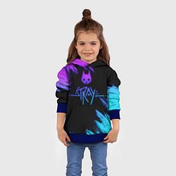 Толстовка-худи детская Stray game neon, цвет: 3D-синий — фото 2