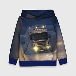 Толстовка-худи детская Для фуры Scania нет преград, цвет: 3D-синий