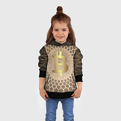 Толстовка-худи детская Золотой биткоин, цвет: 3D-черный — фото 2