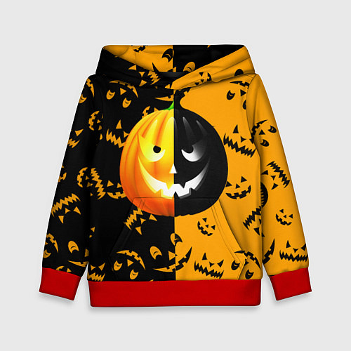 Детская толстовка Тыква на Хэллоуин / 3D-Красный – фото 1