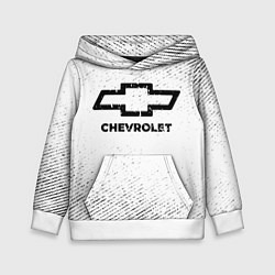 Толстовка-худи детская Chevrolet с потертостями на светлом фоне, цвет: 3D-белый