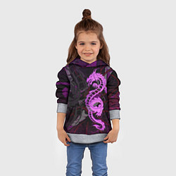 Толстовка-худи детская Неоновый дракон purple dragon, цвет: 3D-меланж — фото 2
