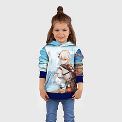 Толстовка-худи детская Кадзуха и кот, цвет: 3D-синий — фото 2