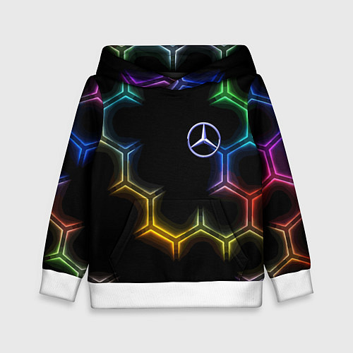 Детская толстовка Mercedes - neon pattern / 3D-Белый – фото 1