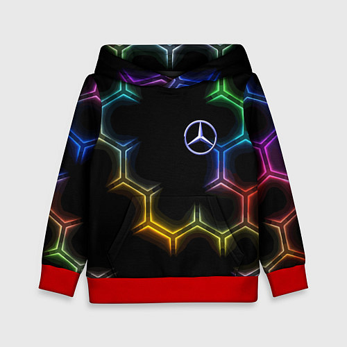 Детская толстовка Mercedes - neon pattern / 3D-Красный – фото 1