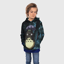 Толстовка-худи детская Totoro in rain forest, цвет: 3D-синий — фото 2